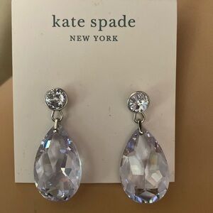 Kate Spade New York Crystal & Rhodium-plated Base Metal Post Drop Earrings,1.25”